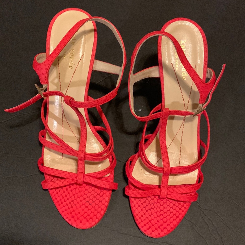 Kate Red Strappy Heeled Sandals - Size 8